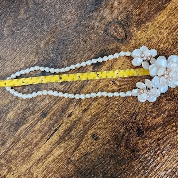 FRESHWATER Pearl Mother Of Pearl Flower Necklace Sterling Silver Hawaiian Shell. - Picture 9 of 16